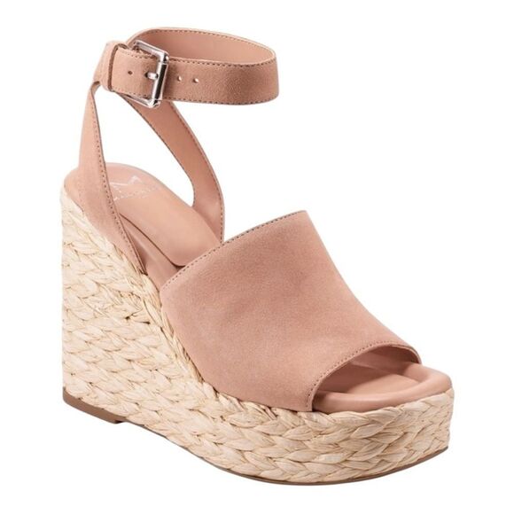 NWT MARC FISHER LTD NELLY ANKLE STRAP WEDGE SANDALS SUMMER CASUAL WOMENS SIZE 10 - Picture 1 of 6